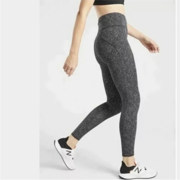 Athleta Delancey Textured Moto Tights, size Small Black & White Speckled - Picture 3 of 11